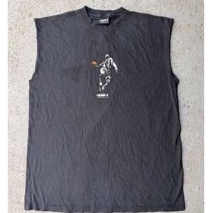 Vintage AND1 Basketball Muscle Tee Black Graphic Sleeveless Shirt Made in USA L